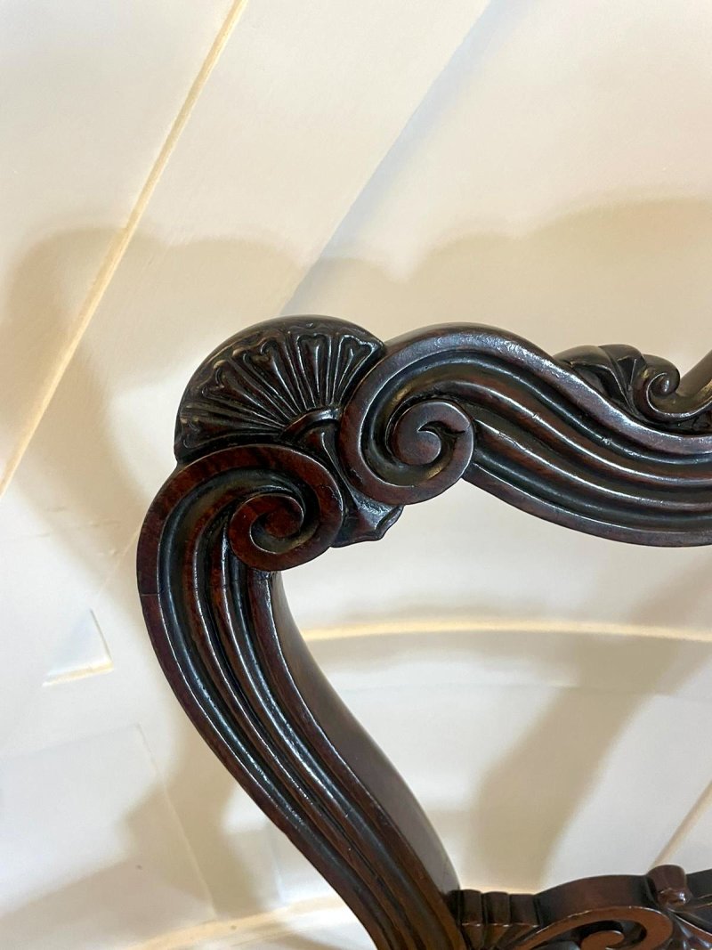 Outstanding Quality Antique Regency Set of 8 Carved Rosewood Dining Chairs - Image 12